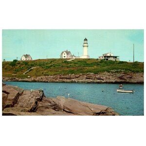 Postcard Two Lights Lighthouse & Cape Elizabeth Coast Guard Station Maine